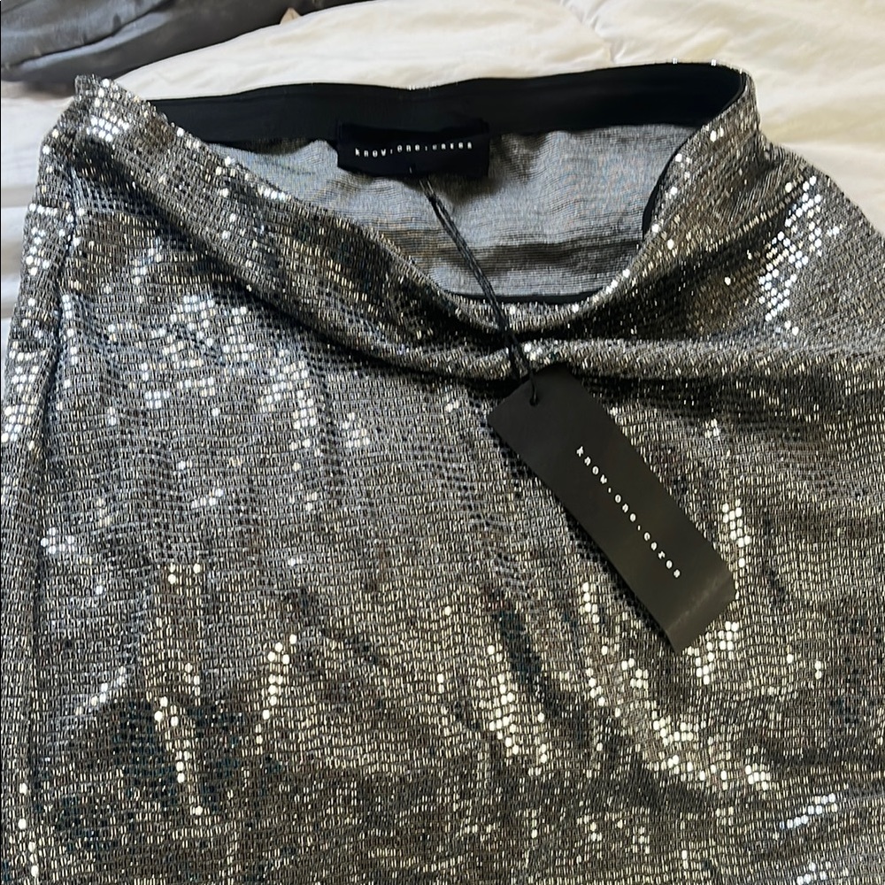 Silver Sequin Skirt by Unknown Brand